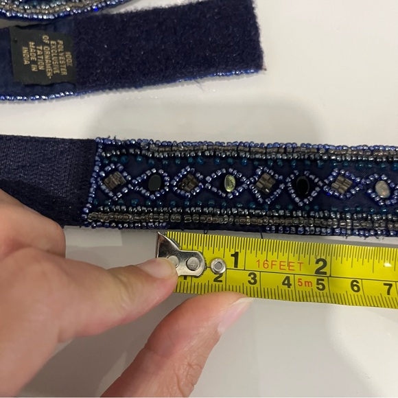 Vintage navy blue beaded belt - Picture 7 of 8